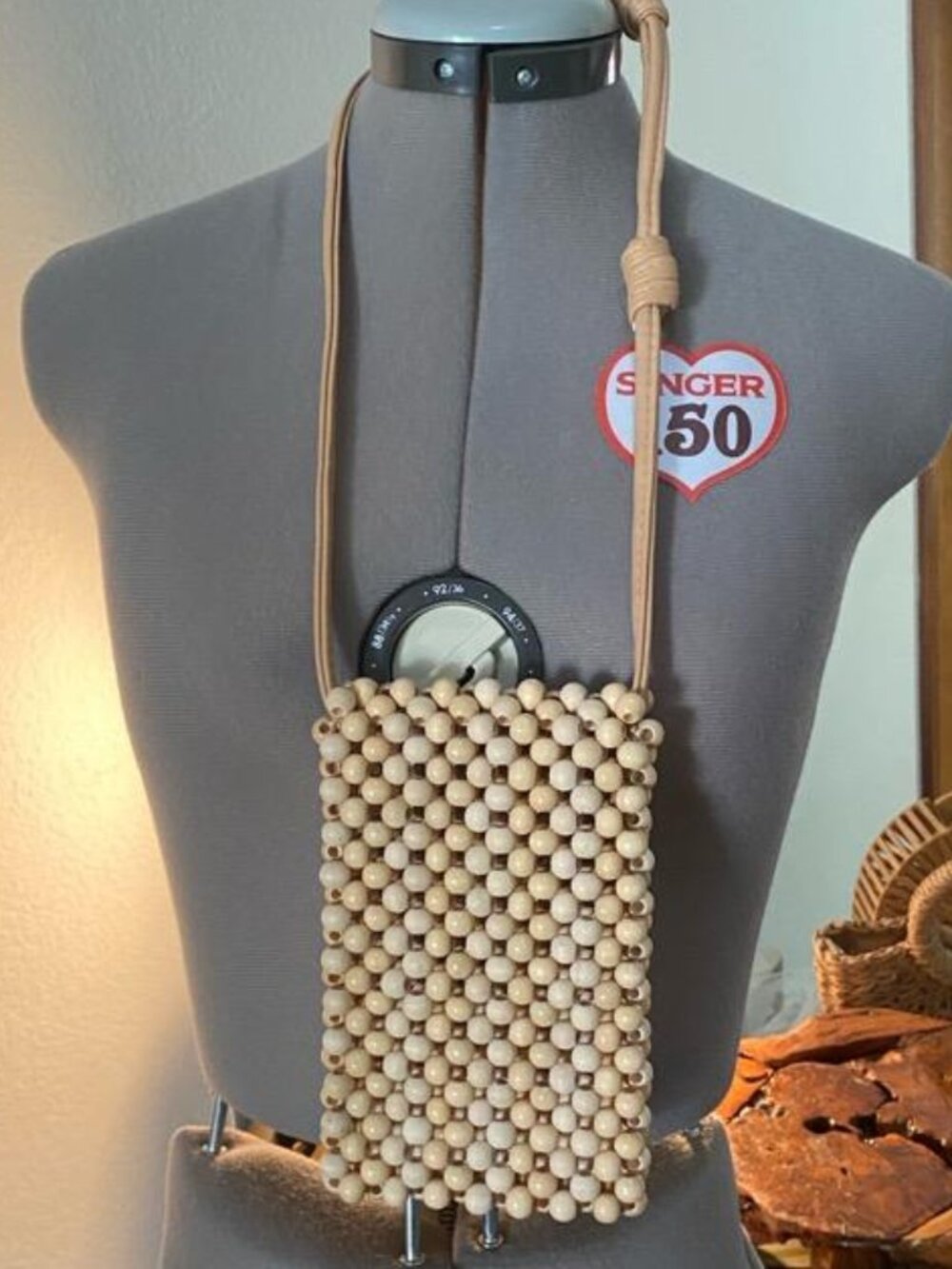 Wooden Beaded crossbody phone bag